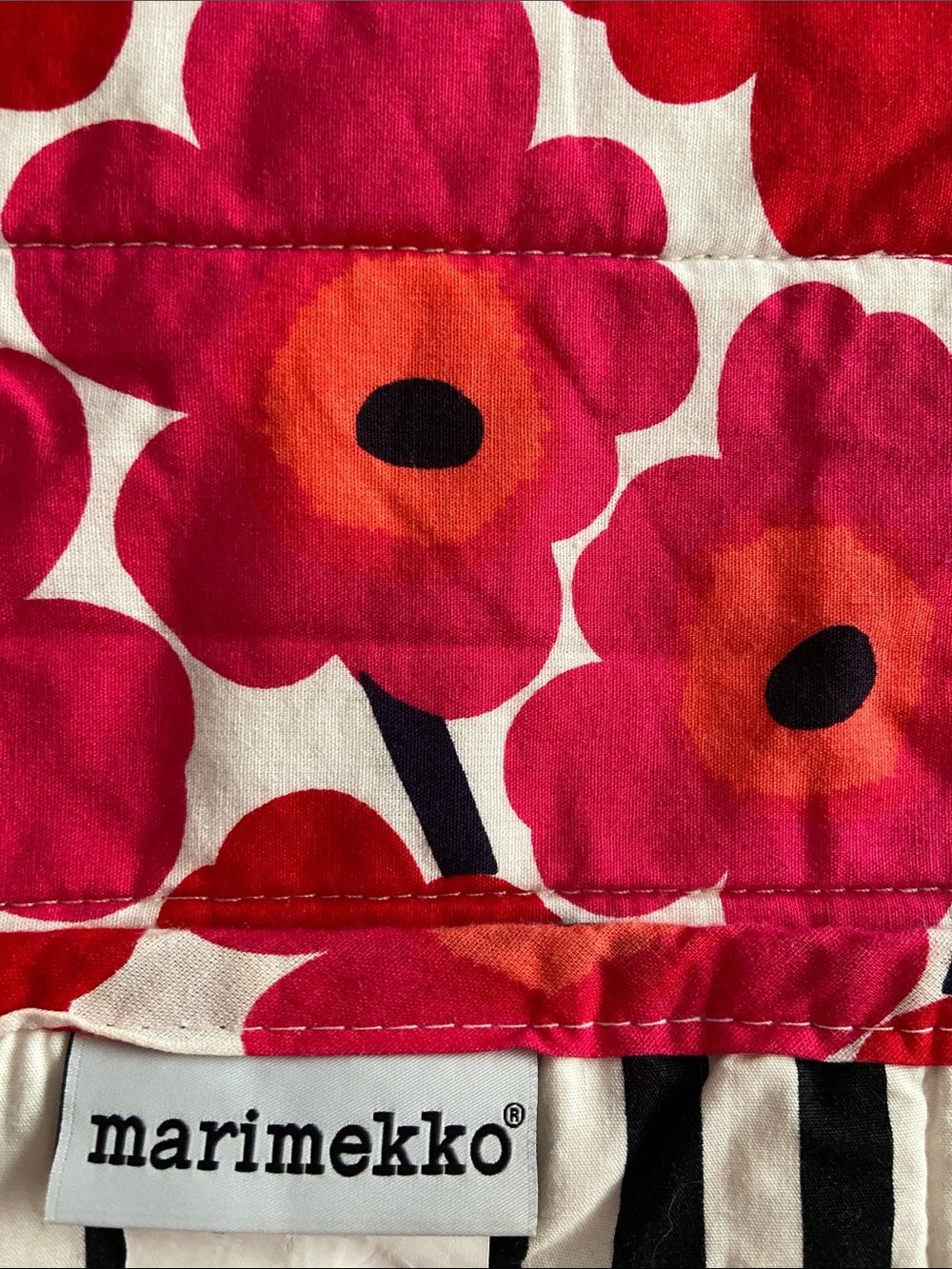 Marimekko Mini Unikko Floral Set Comforter And 2 Shams Red Pink Queen - Picture 8 of 14